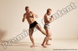 Underwear Martial art Man - Man White Moving poses Slim Short Blond Dynamic poses Academic